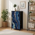 thumbnail image 7 of Boho Dresser for Bedroom with 4 Storage Drawers abstract blue marble agate granite mosaic golden veins japanese Dressers Chest of Drawers Steel Framed Fabric Closet Organizers for Entryway, 7 of 7
