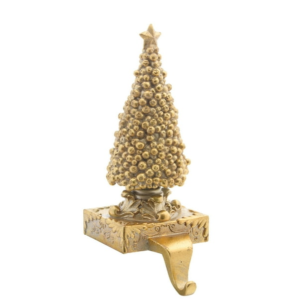 Set of 4 Gold Standing Christmas Tree Stocking Holder 17.50" Walmart