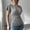 Dark Gray, variant on Women's Solid Color V-Neck Flutter Short Sleeve Ruched Waist Top – Slim Fit Blouse Fashionable Vacation & Daily Wear Black，XL