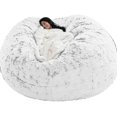 thumbnail image 1 of Bean Bag Chair Cover, Soft Fluffy Fur Portable Lazy Sofa Cover, 1 of 5