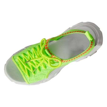 

KI-8jcuD Black Summer Sandals for Women Women Sandals Fashion Cool Summer Fluorescent Mesh Breathable Comfortable Thick Bottom Flat Lace Up Dhoes One Yellow8