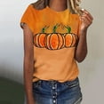 thumbnail image 5 of VKOYWKM Women's Funny Thanksgiving Shirts Short Sleeve Fall T-Shirts Pumpkin Graphic Tees Cute Crew Neck Thankful Grateful Blessed T-Shirts Fall Top, 5 of 5