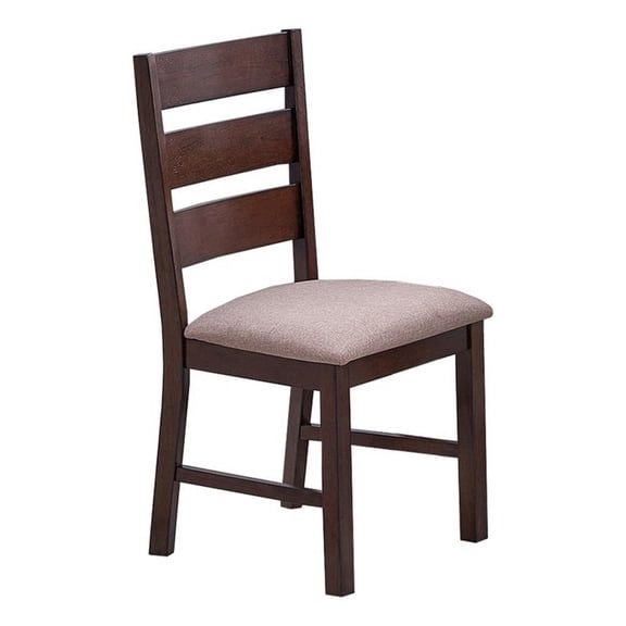 Yuzi Dining Chair Set of 2- Ladder Back- Cherry Brown Solid Wood