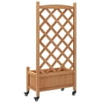 thumbnail image 6 of vidaXL Planter with Trellis and Wheels Brown Solid Wood Fir, 6 of 8