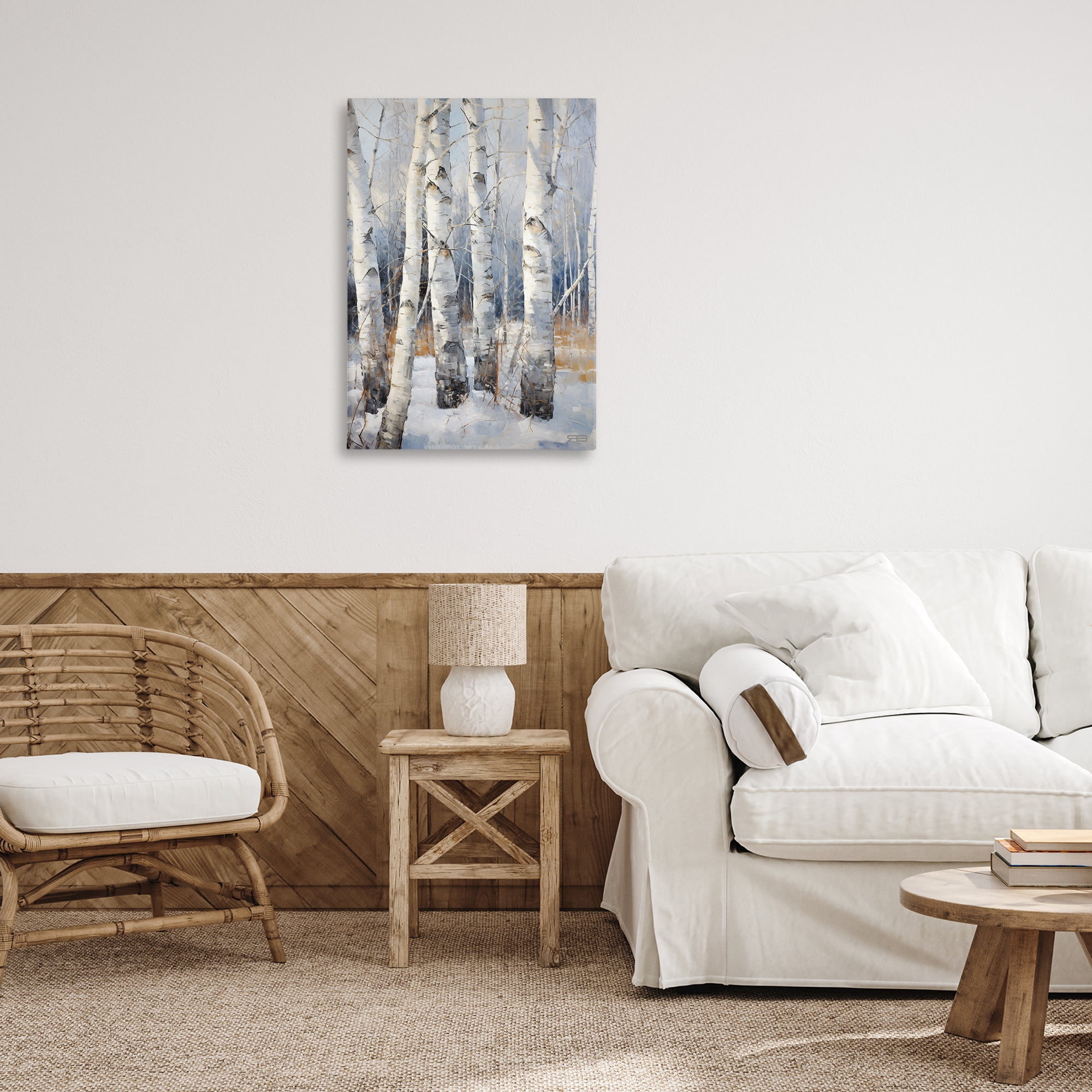 Stupell Industries Snowy Birch Forest Landscape Painting Gallery Wrapped Canvas Art Print Wall Art, 20 x 30