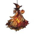 thumbnail image 2 of Liamobondopolis Stained Glass Style Witch Pumpkin Acrylic Hanging Ornament for Halloween Window Door Wall Decor 7.87 In, 2 of 8