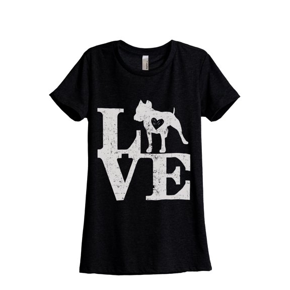 LOVE Pit Bull Dog Women's Fashion Relaxed T-Shirt Tee Heather Black 2X-Large