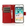 thumbnail image 6 of Allytech iPhone SE 2022/3rd/2020 Wallet Case, 9 Cards Holder Zipper Wallet Case for Women Men Shockproof Hand Strap Full Protective Flip Stand Case Cover for  Apple iPhone iPhone 8/7 - Red, 6 of 8