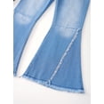 thumbnail image 5 of Yruioon Kids Girls Washed Flared Jeans Elastic Waist Wide Leg Bell Bottoms Denim Pants Casual Light Blue 10, 5 of 5