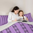 thumbnail image 4 of Manfei Teens Buffalo Plaid Bedding Comforter Set 7pcs, Fashion Purple Square Checkered Queen Bedding Sets, Art Abstract Ombre Reversible Queen Sheet Sets, Microfiber Bedroom Decor, 4 of 7