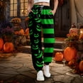 thumbnail image 5 of felwors Halloween Joggers for Women Baggy Soft Fleece Sweatpants High Waisted Elastic Ankles with Pockets Green, XXL, 5 of 7