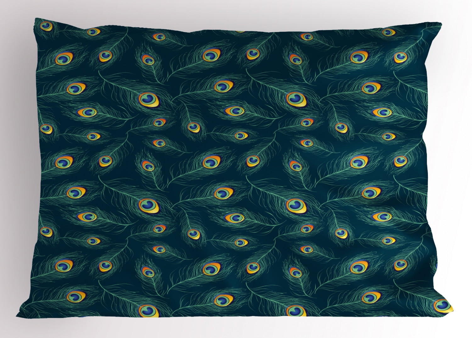 Feather Pillow Sham Colorful Middle Eastern Exotic Peacock Feather