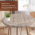 thumbnail image 5 of Boho Vintage Round Fitted Table Cover Tribal Style Flowers Waterproof Table Cloth with Elastic Edge Wipeable Tablecloth for Picnic Camping Party Fits 55"-60" Diameter, 5 of 8