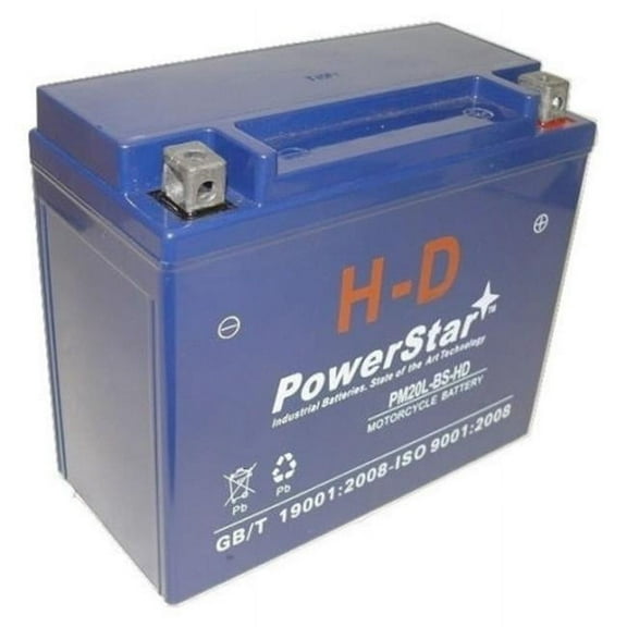 PowerStar PM20L-BS-HD-082 2011-2010 & 2008-2007 Harley FXDWG Dyna Wide Glide Battery