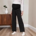 thumbnail image 5 of Maternity Jeans for Women Stretch Denim Pants Comfortable Belly Support Wide Leg Trousers Casual Outfit Black L, 5 of 6