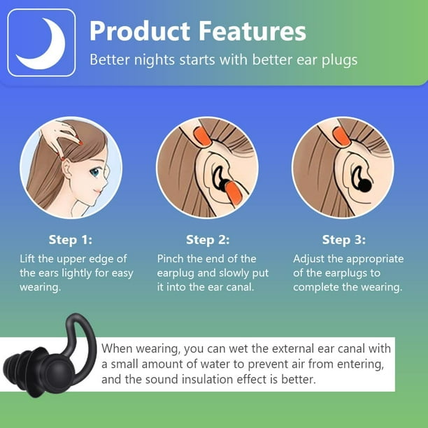 Bouchon d'oreille antibruit - Bouchons d'oreilles pour dormir - Bouchons d' oreille antibruit - Confortable - S / l