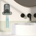 thumbnail image 3 of Unique Bargains 1 Set Wall Mounted Toothbrush Holder with Cup for Bathrooms Gray 4.33"x2.56", 3 of 7