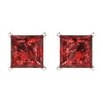 thumbnail image 3 of Clara Pucci 4Ct Natural Garnet Princess Cut VVS1 Push Back Stud 14k Solid hypoallergenic Gold Designer Earrings For January, 3 of 7