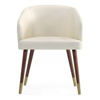 Reeva Dining Chair with Solid Wood Legs in Walnut and Cream