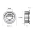 thumbnail image 2 of F685ZZ Flanged Ball Bearing 5x11x5mm Double Shielded Chrome Steel Flange Bearings, 20 Packs, 2 of 5