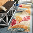 thumbnail image 2 of SAFAVIEH Cabana Lindsay Botanical Indoor/Outdoor Runner Rug, Ivory/Green, 2'2" x 9', 2 of 14