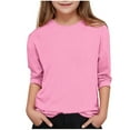 thumbnail image 2 of Maean Kids Girls 3/4 Sleeve Blouse 2025 Crewneck Ribbed Tees Causal Loose Shirts for Girl 5-13 Years, 2 of 6