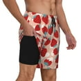 thumbnail image 3 of Haiem Red Strawberry Mens Swim Trunks with Compression Liner 2 in 1 Swimming Shorts Stretch Swimwear Quick Dry,Board Shorts-Large, 3 of 9