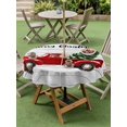 thumbnail image 3 of Outdoor Tablecloth with Umbrella Hole and Zipper, Red Truck Christmas Round Table Cloth 54 Inch Waterproof Tablecloth, Xmas Tree Snowflake Grey Wooden Picnic Table Cover for Patio Camping, 3 of 7