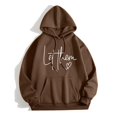 thumbnail image 2 of Bmisegm Sweatshirts à Capuche pour Femmes, Manches Longues, Imprimé Aztèque, Décontracté, Marron TG, 2 of 3