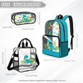 thumbnail image 4 of Xoenoiee Dinosaur Palm Leaves Print Clear Backpack for Boys Kids See Through PVC Backpack with Lunch Box and Pencil Case 3PCS Set Stadium Approved Bookbag Satchel Large Capacity School Bag Satchel, 4 of 5