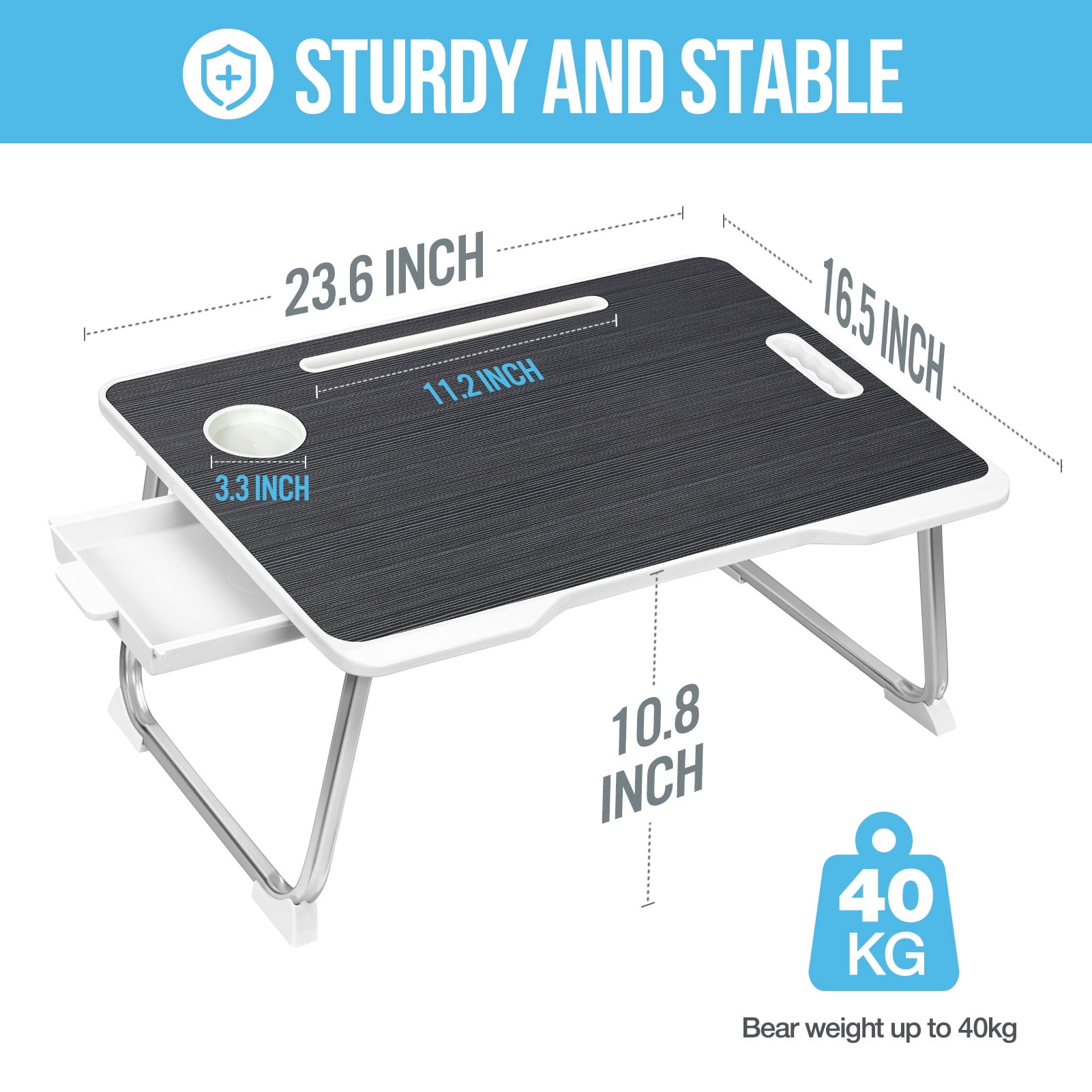 Livhil Large Lap Desk for Bed | Laptop Table, Portable Lap Desk, Home Office Room Laptop Desk for Bed Table Floor Table, Floor Desk for Adults (Black)