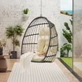 thumbnail image 4 of AOOWOW Gray Hanging Egg Chair Without Stand, Wicker Swing Chair with Off-White Cushion, 350lbs Indoor Outdoor Use, 4 of 5