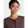 thumbnail image 5 of Joyspun Women's Cozy Lounge Collection Hacci Long Sleeve Henley Sleep Top, Sizes XS to 3X, 5 of 7