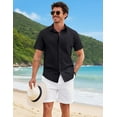 thumbnail image 2 of COOFANDY Men's Button Down Shirt Short Sleeve Casual Summer Beach Cotton Linen Wedding Shirts, 2 of 6