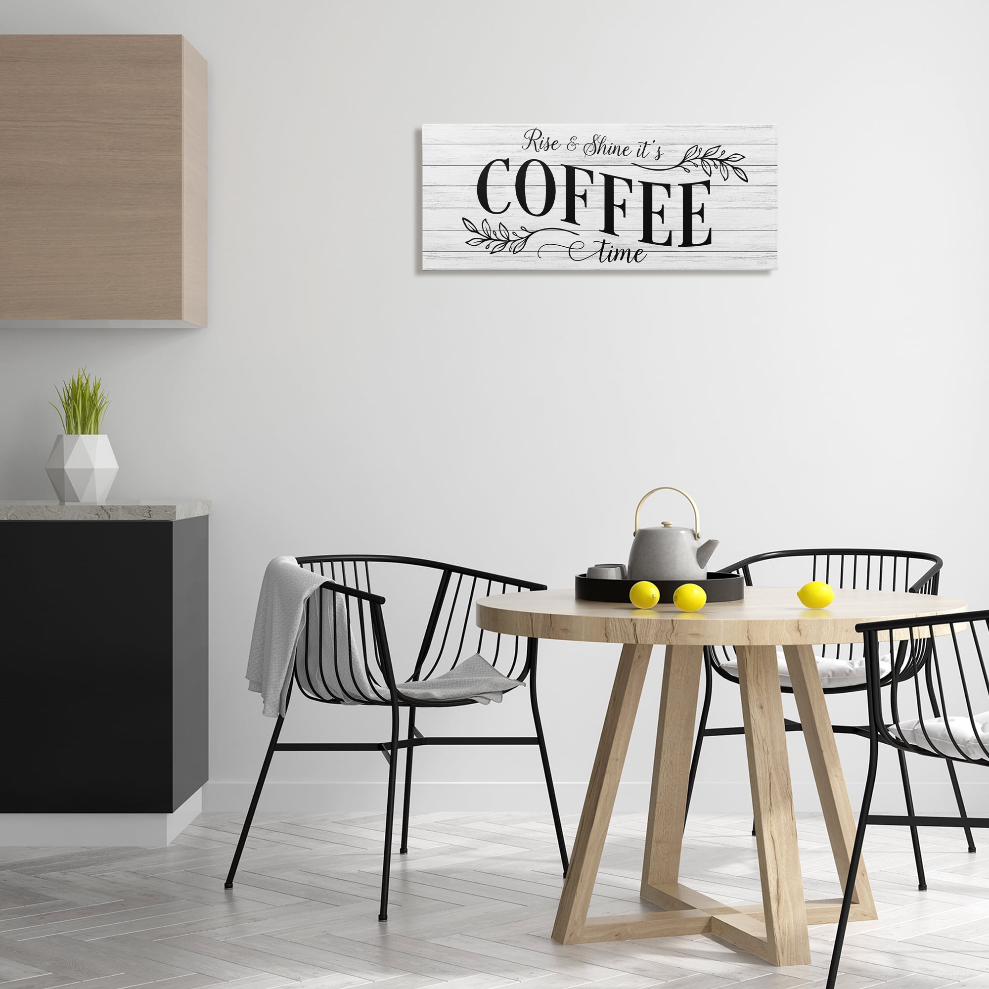 Stupell Industries Rise & Shine Coffee Time Food & Beverage Painting Wrapped Canvas Art Print Wall Art, 30 x 13