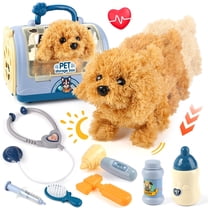 UQN Toy Veterinarian Kit for Kids, Vet Play Sets for Kids with Interactive Electric Dog and Cage, Doctor Pretend Play Toys for Boys Girls Toddlers Ages 2 3 4 5 6 7 Year Old