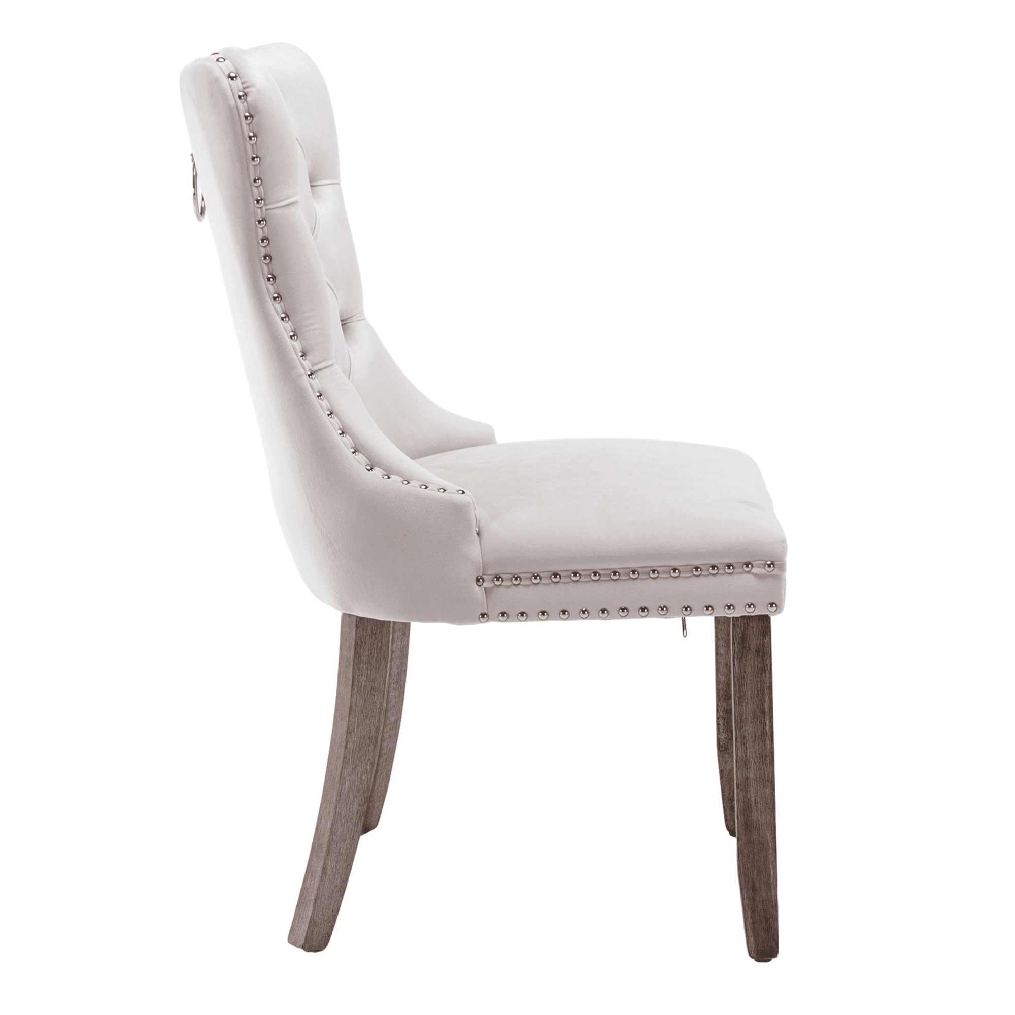 Furnieka Mid Century Modern Velvet Button Tufted Dining Side Chairs, Beige (Set of 6)