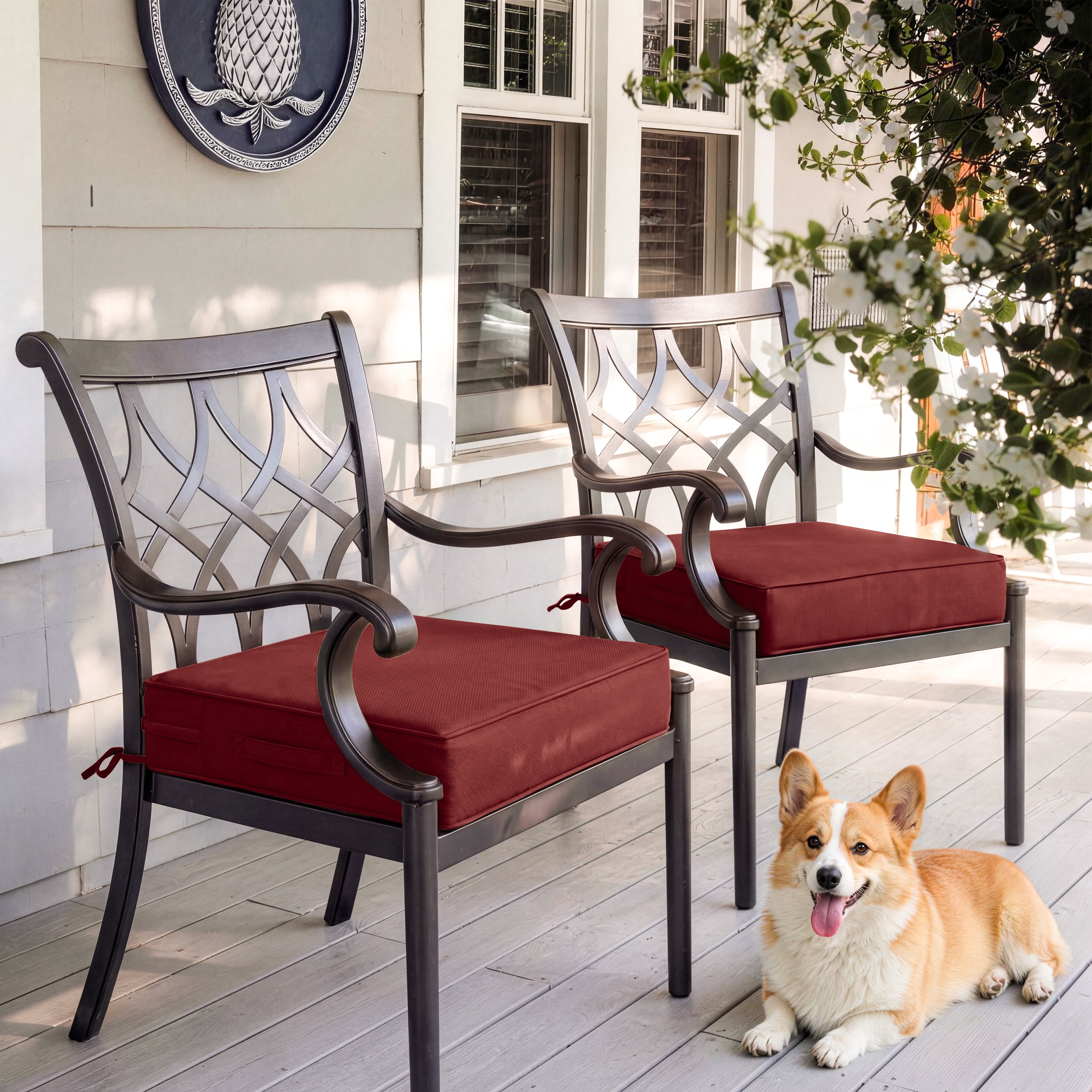 Kimunuk 6Pcs Outdoor Chair Cushions Slipcovers, 22" x 22" Burgundy Replacement Waterproof Non-Slip Patio Seat Cushion Covers with Handle, Covers Only
