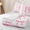 thumbnail image 4 of Manfei Pink Bowtie Quilt Full,Initial Alphabet R Full Bedspread Sets,3 Pieces,1 Coverlet and 2 Pillowcases, 4 of 7