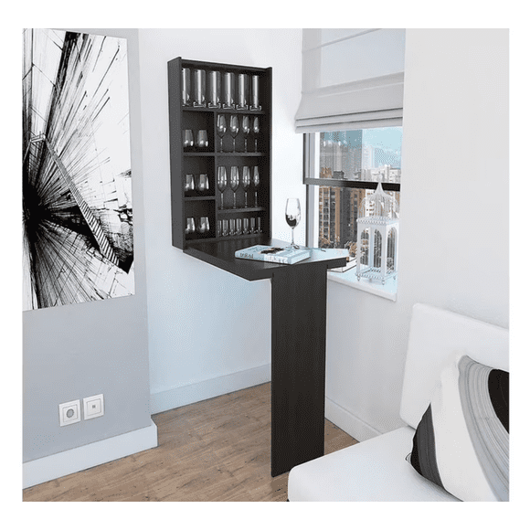 Cantina Empotrable Excelsior Vatta Chocolate con Mesa Abatible y Porta Copas