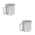 thumbnail image 4 of Wosthever Taza de aleación de aluminio, mango ligero de Metal, taza plegable, tazas de agua para café, pícnic al aire libre, Camping, viajes, Plata 2piezas, 4 of 6