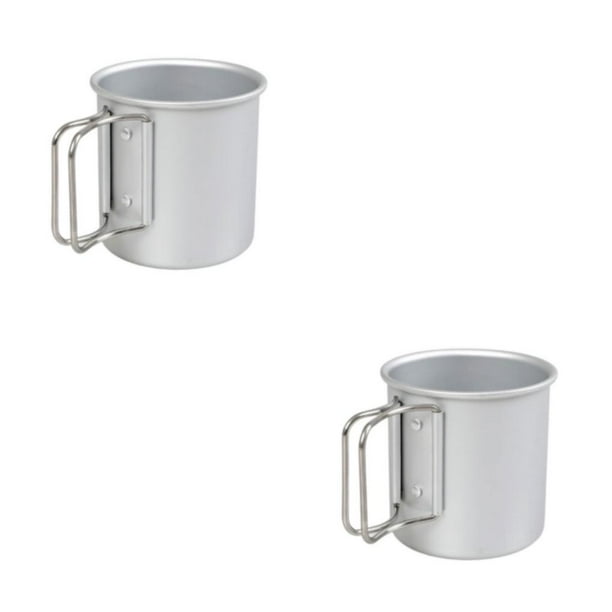 Greeniant Taza de té multifuncional Taza plegable de metal Tazas de agua de cocina portátiles Acampar al aire libre Senderismo Suministros de Plata 2piezas