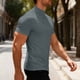 thumbnail image 4 of Blusa y camisa de manga corta con cuello alto para hombre, color liso, informal, a la moda, de manga corta, con cuello alto, capa base, blusa de poliéster para hombre, 4 of 9