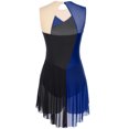 thumbnail image 5 of iiniim Womens Figure Skating Dance Costume Rhinestones Color Block Sleeveless Lyrical Ballet Leotard Blue L, 5 of 7