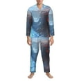 thumbnail image 3 of Naloa Red And Blue Fire Mountains Men’s Pajamas Set - Long Sleeve Button Down Sleep Shirt and Pajama Bottoms Sleepwear Set-Medium, 3 of 7