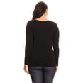 thumbnail image 4 of Lady's scoop Seamless Long Sleeve Top - Black, Plus Size, 4 of 5