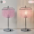 thumbnail image 3 of NATYSWAN Crystal Touch Table Lamp, Pink Bedside Lamp with USB C+A Ports, 3-Way Dimmable Lamp with Crystal Shade, Nightstand Lamp for Girl Bedroom, Living Room, Bulb Included, 3 of 9