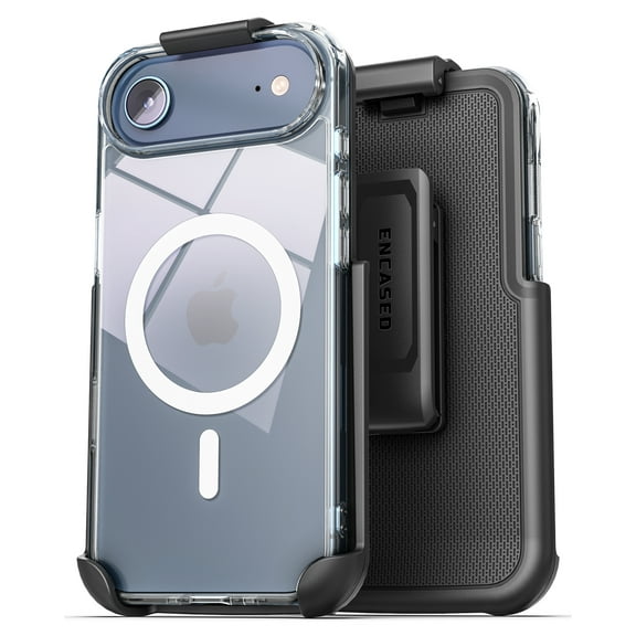 Encased Compatible with iPhone Air Belt Case with Phone Holster Clip, Compatible with MagSafe (Crystal Clear)