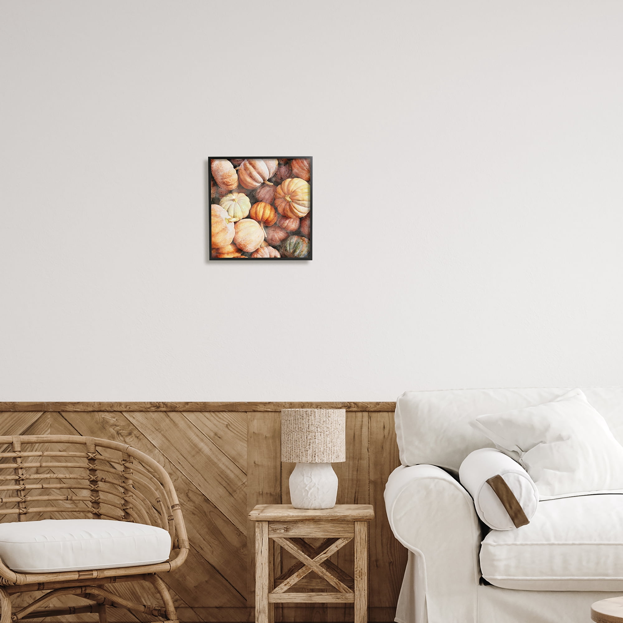 Stupell Industries Fall Pumpkins & Gourds Holiday Painting Black Framed Art Print Wall Art, 12 x 12