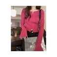 thumbnail image 4 of Top corto ajustado de manga larga camiseta suave de moda Irregular de Color puro para mujer de grosor moderado para la primavera para el día a día ANGGREK Otros, 4 of 8